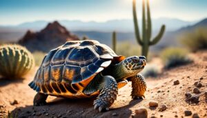 Bolson tortoise foraging in the desert